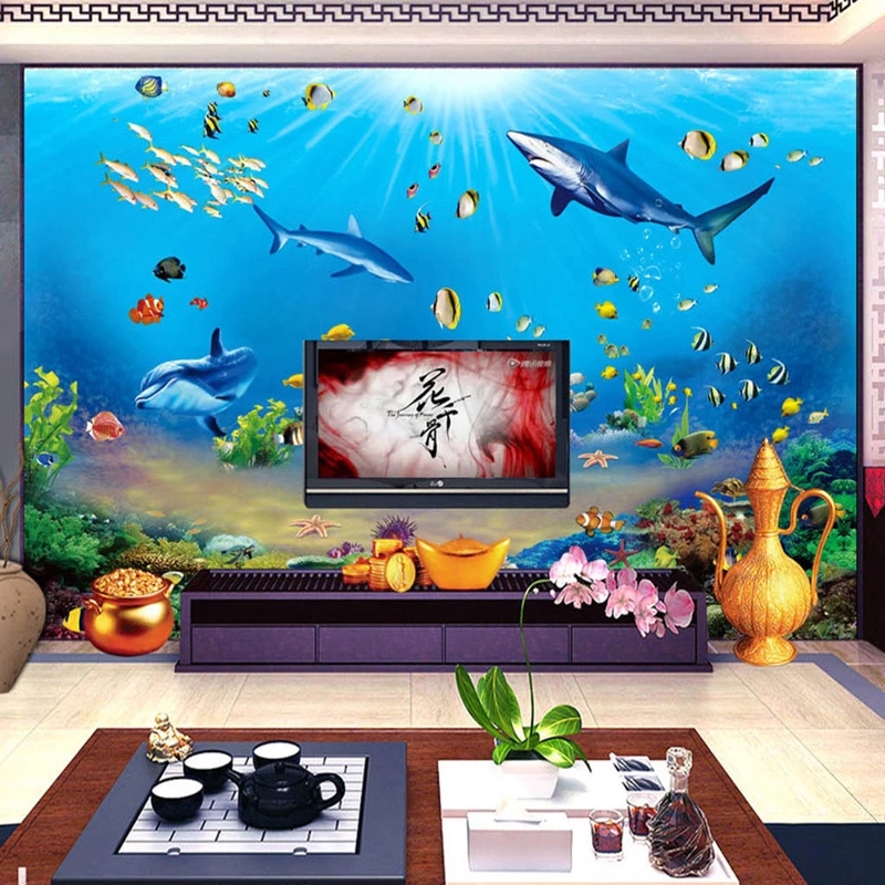 맞춤형 벽지 HD 수중 세계 상어 열대어 3D 벽화 수 - Aquarium Fish Wallpaper Hd 리뷰 및 가격