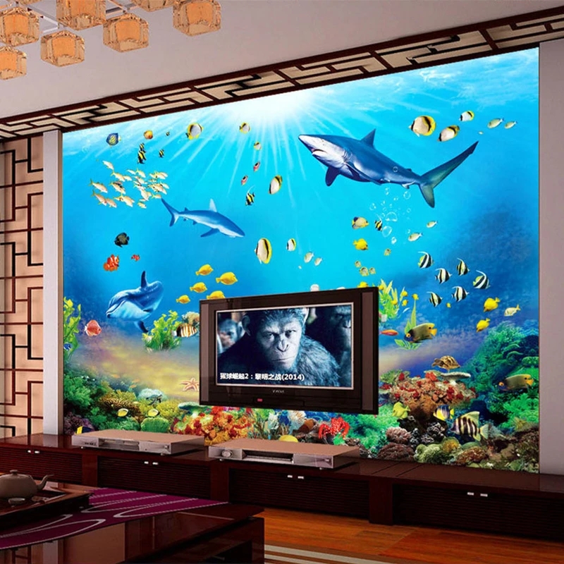 맞춤형 벽지 HD 수중 세계 상어 열대어 3D 벽화 수 - Aquarium Fish Wallpaper Hd 리뷰 및 가격