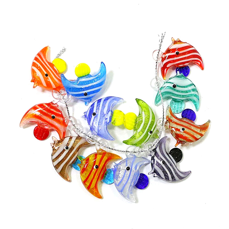 2 팩 귀여운 바다 물고기 매력 펜던트 소형 유리 생선 - Aquarium Fish Colorful 리뷰 및 가격